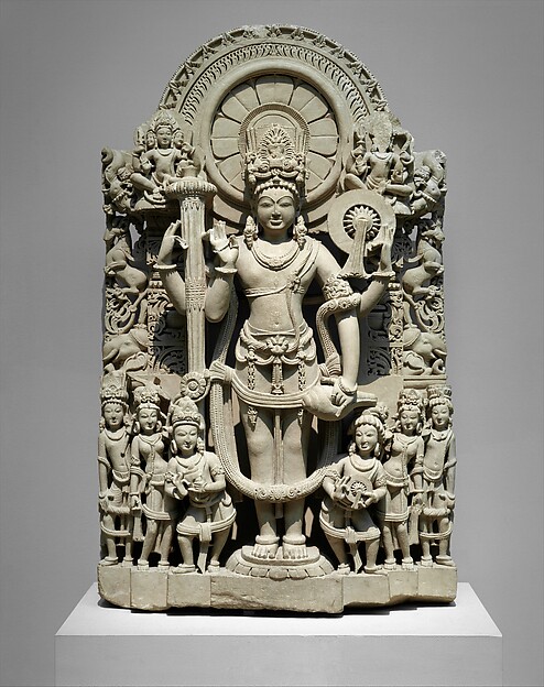 Indian sandstone stele of Vishnu from Punjab
